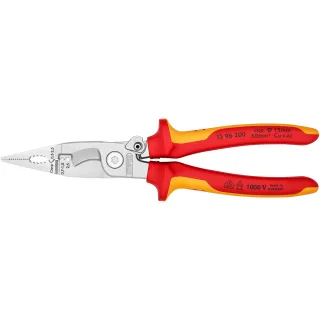 KNIPEX Elektro-Installationszange 200 mm verchromt isoliert mit Mehrkomponenten-Hüllen, VDE-geprüft - 1396200