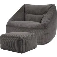 icon Sitzsack Riesen Sessel aus Cord Flauschig „Natalia" mit Hocker (Spar-Set, 1 x Sitzsack-Sessel, 1 x Fußhocker), Sitzsack XXL, Made in Germany, für Erwachsene & Kinder, für Wohnzimmer