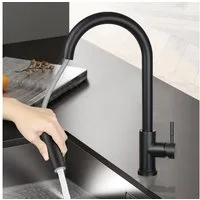 ZMH Küchenarmatur Schwarz/Nickel Brause Edelstahl 360° Drehbar Ausziehbar 2 Strahlarten (1-St)