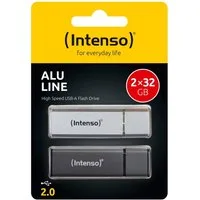 Intenso USB Stick 32GB Speicherstick Alu Line silber, anthrazit 2er Pack USB-Stick