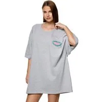 Worldclassca T-Shirt Worldclassca Oversized "Happiness" Print T-Shirt Lang Oberteil Shirt Neue Kollektion - Stilvolle und gemütliche Streetwear Mode