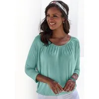 LASCANA 3/4-Arm-Shirt mit zarter Raffung am Ausschnitt aus luftigem Viskose-Stretch