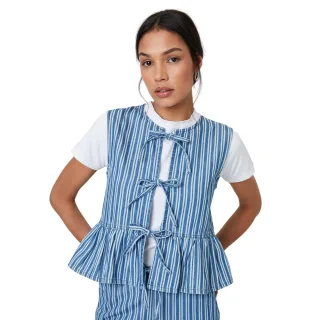 Threadbare - "Mumba" Bluse für Damen, Vorne gebunden, Ärmellos (Mittlere Waschung)