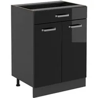 Vicco Unterschrank R-Line, Schwarz Hochglanz/Anthrazit, 60 cm mit Schublade, ohne Arbe... (1-St)