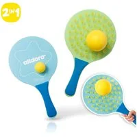 alldoro Beachballschläger Stick & Play Beachball-Set - 2in1 Rückschlagspiel für Strand & Garten, Beachtennis Set mit Saugnapf-Schlägern - Wurfspiel für die Familie