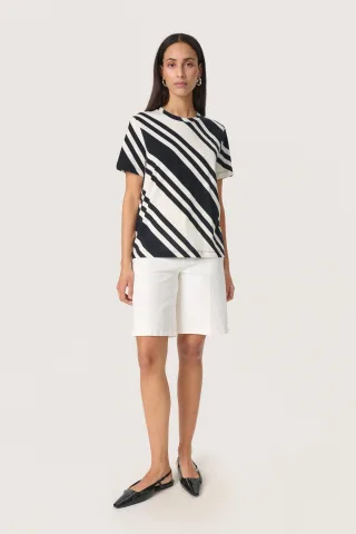 T-shirt Lockere Passform White and Black Diagonal white black
