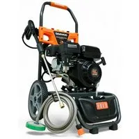 DeTec. Hochdruckreiniger Daewoo Benzin 207 bar, 12 m Hochdruckschlauch, 7PS Flächenreiniger, Druck max: 207 bar, Fördermenge max: 600 l/h, Gewerbe- Industriereiniger mit Messing Pumpenkopf