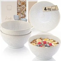 SÄNGER Geschirr-Set Korfu Geschirrset (12, 16, 24, 36 Teile) (4-tlg), 4 Personen, Steingut, Müslischalen, Creme Beige, Handmade, Premium Collection