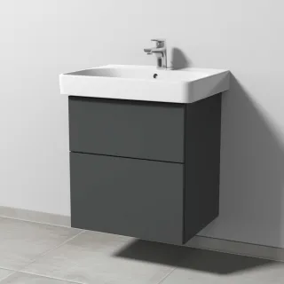 Sanipa 3way Waschtischunterbau zu Geberit Smyle Square Waschtisch mit 2 Auszügen, Anthrazit-Matt SM67022