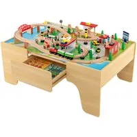 COSTWAY Spielzeug-Eisenbahn, (84-tlg), umkehrbar&abnembar, Holz mit Schublade
