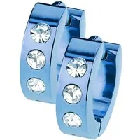 Taffstyle Paar Creolen Ohrringe 1 Paar Creolen mit 3 Kristallen Blau (zum Geburtstag Weihnachten Valentinstag), Ohrringe Creolen Frauen Damen Schmuck Geschenke Muttertag Valentinstag