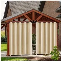 BTTO V&G Outdoorgardine Winddicht Balkon Gardinen,Outdoor Vorhang Wetterfest (2 St), verdunkelnd, Unten gewichtete Konstruktion