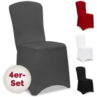 Detex Stuhlhusse, 4er Set Stretch Hussen für Stühle OEKO-TEX Überwurf Hochzeit Grau