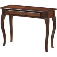 Feldmann-Wohnen Konsolentisch Padova D (rechteckige Tischplatte 104x40cm, mit Schublade, 1-St., klassische Optik, Tischbeine aus Massivholz), 104x40x75cm Nussbaum dunkel