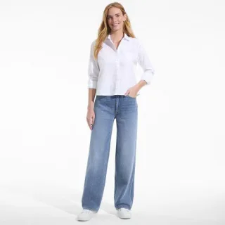 Mid Waist Baggy Jeans aus Baumwolle, Damen, size: regular, Blau, Baumwolle, by Lands' End