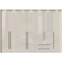 OTTO home Drehtürenschrank Piano, inklusive Rahmen und Beleuchtung, soft-close-Funktion (viele Breiten zur Auswahl, 226cm hoch, mit jeweils 2 Schubladen) beige oder weiß, UV lackiert, Hochglanzfronten, FSC-zertifiziert