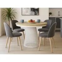 Beautysofa Esstisch Lumi im Loft-Stil, ausziehbar Ø 100–180 cm (hitze- und verfärbung beständig, Metallbeinen), verschiedene Farben