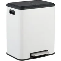 relaxdays Mülltrennsystem Mülleimer mit 2 Fächern 2 x 15 Liter, weiß