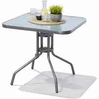 Mojawo Küchentisch Bistrotisch Balkontisch Gartentisch Tisch Silber Glas Metall 60x60cm