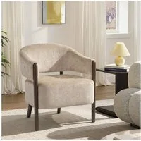 HOMCOM Relaxsessel Bequemer Chenille-Polstersessel (Schminkstuhl, 1-St., Armlehnstuhl), Eleganter Chenille-Stoff, Massivholzbeine