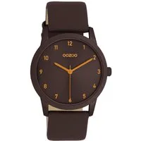 OOZOO Quarzuhr Damenuhr C11649 – dunkelbraunes Design, Lederband, moderne Uhr 38 mm