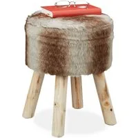 relaxdays Sitzhocker Fellhocker rund