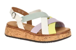 Gabor 82.743 Damen Sandalette Mehrfarbig - lime/latte/lila/mint, Echtleder, K...