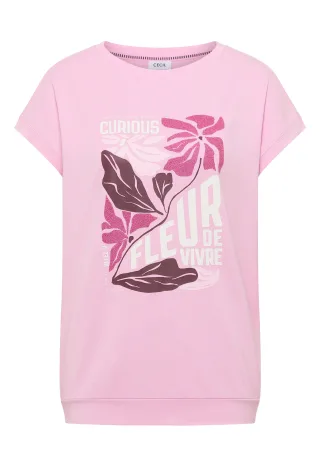 CECIL - T-Shirt mit Boatneck und Frontprint light blush rose - Gr. - XL
