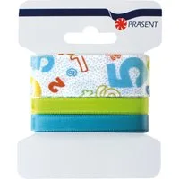 Roth Schultüte Roth Schleifenband Numbers-Blau, 2,5/1/1 cm x 4,5 m, 3er Karte