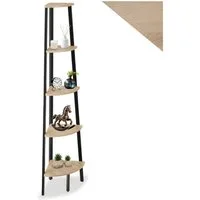 tectake Bücherregal Eckregal, inklusive Kippschutz, 34 x 34 x 158,5 cm, Holzregal Portland 1-tlg., mit 5 Ebenen, mit höhenverstellbaren Kunststofffüßen