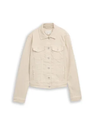 Tom Tailor - Jeansjacke mit Eingriffstaschen stone sand beige - Gr. - L