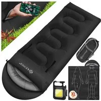 KESSER Deckenschlafsack Camping Schlafsack Outdoor 220x83cm 4 Jahreszeiten (Campingschlafsack inklusive Campinglampe & Seitentasche), für Erwachsene & Kinder Leicht Tragbar Warm & Wasserabweisend