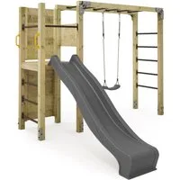 Wickey Klettergerüst Fit 662 – Trainings- & Klettergerät mit Rutsche und Schaukel, (Kraftstation, Fitnessstation, Sportgeräte für zuhause, Workout, Krafttraining, Gymtower, Fitnessturm, Ideal für Spielspaß & funktionales Outdoor-Training, Bewegungsst