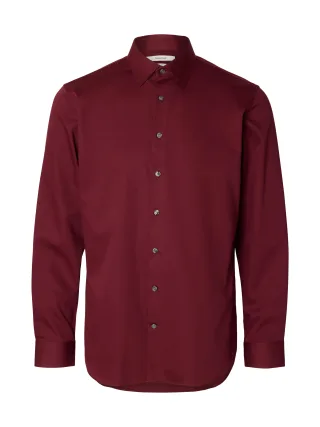 selected men - SLMFILIP-PERFORMANCE SLIM LS SHIRT NOOS Tawny Port - Gr. - S