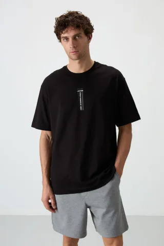 Übergrößen Baumwoll Crew-Neck Bedrucktes T-Shirt
