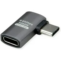 ROLINE USB4 Gen 3x2 Adapter Typ C ST/BU Computer-Adapter USB Typ C (USB-C) Männlich (Stecker) zu USB Typ C (USB-C) Weiblich (Buchse), Aluminium, 90°, flach