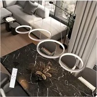ZMH LED Pendelleuchte Wohnzimmer Modern 4 Flammig Hängelampe Dimmbar mit Fernbedienung, Augenschutz, Einfache Installtion, LED fest integriert, warmweiß-kaltweiß, Dimmbar