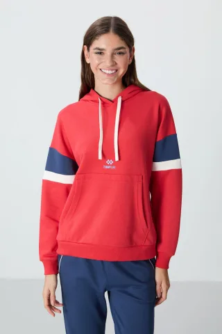 Übergroßer Farbblock-Hoodie mit Tasche
