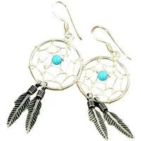 Guru-Shop Paar Ohrhänger Silberohrringe mit Traumfänger Boho Ohrringe..