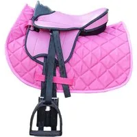 Brama-West Reitkissen "My happy Pony" Sattelset für Shetty Pony Holzpferd, Geeignet für Holzpferd/Pferdebauchumfang von 120 cm bis 145 cm