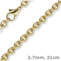 Schmuck Krone Goldarmband 2,7mm Armband Rundankerkette, 750 Gelbgold, 21cm, Gold 750