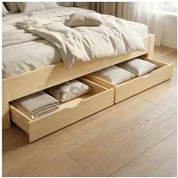 Homestyle4u Bettschubkasten 2x Bettkasten 83x16x63,5 Holz Aufbewahrung Schublade Natur auf Rollen, Aufbewahrung, für 90x200, 120x200, 140x200, rollbar