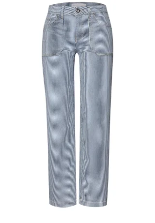 Street One - Straight Leg Jeans mit Streifen indigo striped wash - Gr. - 28
