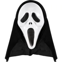 Widmann S.r.l. Verkleidungsmaske Scream Maske 'Schrei' mit Kapuze, Schwarz
