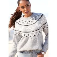 LASCANA Norwegerpullover aus weichem Strick, Weihnachtspullover, Strickpullover mit Wintermotiv