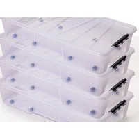 ONDIS24 Aufbewahrungsbox Unterbettbox Jolly Rollbox mit Deckel 25/35L Spielzeugkiste (4 St), transparent, stapel,- und nestbar
