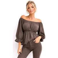 Worldclassca Chiffonbluse Worldclassca Musselin Off Shoulder Bluse Chiffon Sommer Top Shirt 3/4 Neue Kollektion - Stilvolle und gemütliche Sommer Mode für Damen