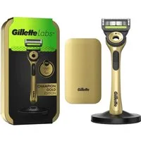 Gillette Nassrasierer Labs Gold Edition Herrenrasierer mit Etui & Magnethalter 1 Klinge, 3-tlg.