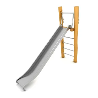 Edelstahl Spielplatz-Rutsche PRO Branch - Robuste Robinienholz Standrutsche mit 180 cm Fallhöhe für öffentliche Bereiche - Langlebiges Design - Wickey