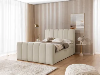 Boxspringbett Schlafzimmerbett DENIS 200x200cm Stoff Catch Me Sand